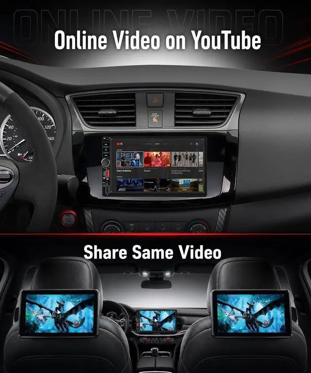 Alt view image 5 of 6 - 7" Double Din Car Stereo Wireless CarPlay Android Auto, 1024x600 IPS Touchscreen Car Radio with Mirror Link, Bluetooth/FM/EQ/SWC/MIC, Backup Camera, USB/AUX/TF/Type-C Online Video Playback