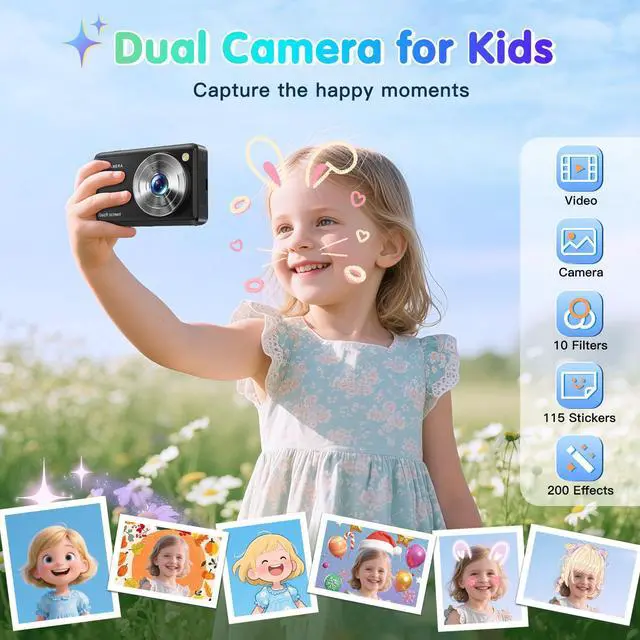 Alt view image 2 of 6 - AI Digital Camera with Dual Lens | WiFi, Object Recognition, Flash, 3.6" Touch Screen, Gift for Kids Teens