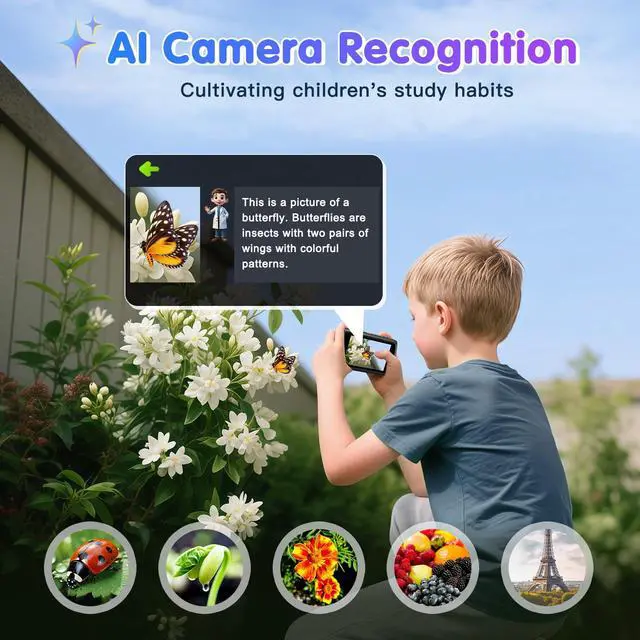 Alt view image 3 of 6 - AI Digital Camera with Dual Lens | WiFi, Object Recognition, Flash, 3.6" Touch Screen, Gift for Kids Teens
