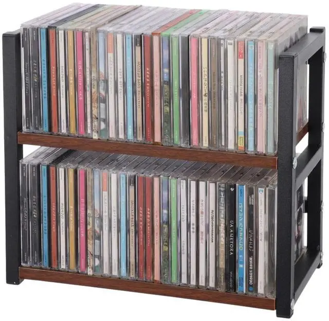Main image of CD Holder for Display Wooden Metal CD Storage Shelf Desk Rack Organizer Sturdy Game Disc Display CD Organizer for Countertop Storage Media Shelf Home Office Ideal for Music Enthusiasts (Black)