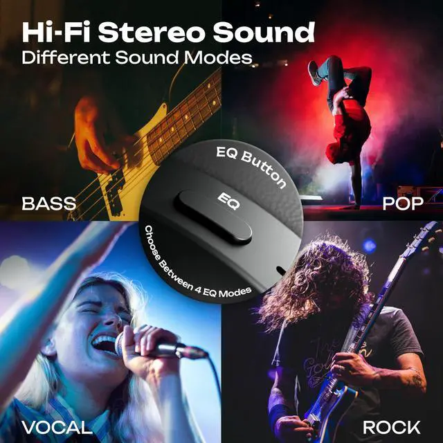 Alt view image 4 of 6 - Bluetooth Headphones Over Ear, 60H Playtime, 4 EQ Modes Wireless Headphones with Microphone, Hi-Fi Stereo Deep Bass Foldable Headphone, Soft Foam Ear Cups,Fast Charging for Travel/PC/Phones
