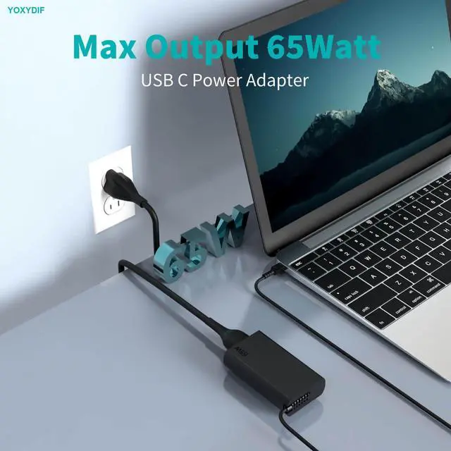 Alt view image 2 of 6 - New Slim 65W USB C Laptop Charger Fits for Lenovo Thinkpad Laptop Charger | Compatible with Lenovo Yoga 7i 9i 730 730s s730 Computer AC Power Cord Adapter Type C Thinkpad X1 T14 T14s T15 T16 T480