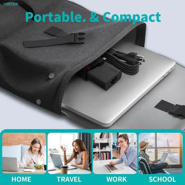 Alt view image 6 of 6 - New Slim 65W USB C Laptop Charger Fits for Lenovo Thinkpad Laptop Charger | Compatible with Lenovo Yoga 7i 9i 730 730s s730 Computer AC Power Cord Adapter Type C Thinkpad X1 T14 T14s T15 T16 T480