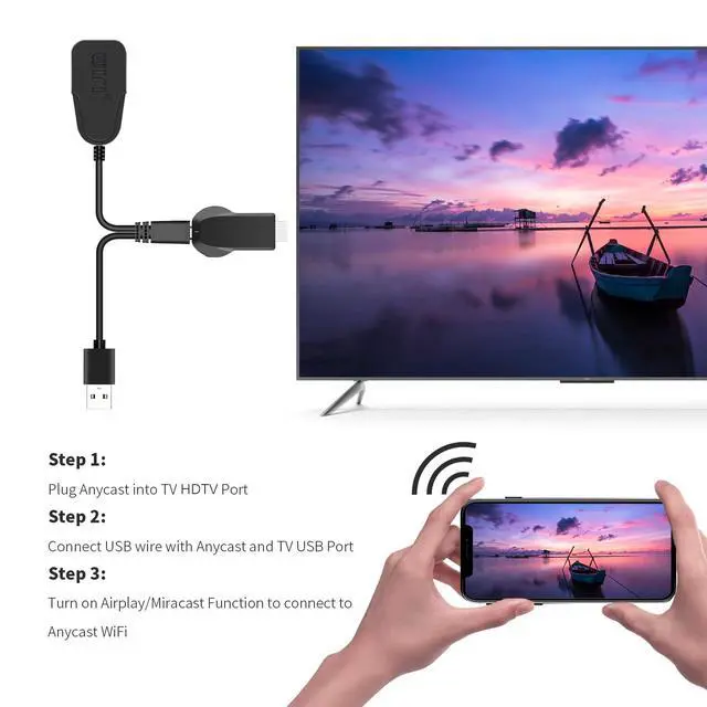 Alt view image 3 of 6 - Wireless Screen Mirroring Adapter HDTV WiFi Display 4K HD Video Streaming Dongle for TV/Projector/Monitor, AirPlay & Miracast Receiver for iPhone/iPad/Android/Laptop, Home and Business