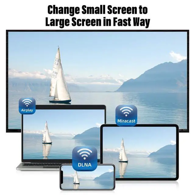 Alt view image 5 of 6 - Wireless Screen Mirroring Adapter HDTV WiFi Display 4K HD Video Streaming Dongle for TV/Projector/Monitor, AirPlay & Miracast Receiver for iPhone/iPad/Android/Laptop, Home and Business