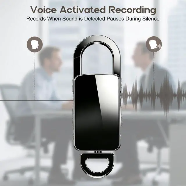 Alt view image 5 of 6 - 64GB Digital Voice Recorder,512Kbps Voice Activated | With AI Noise Reduction, 4800 Hours Recording Device,DSP Keychain Portable Audio Recorder for Lectures Meeting Interviews