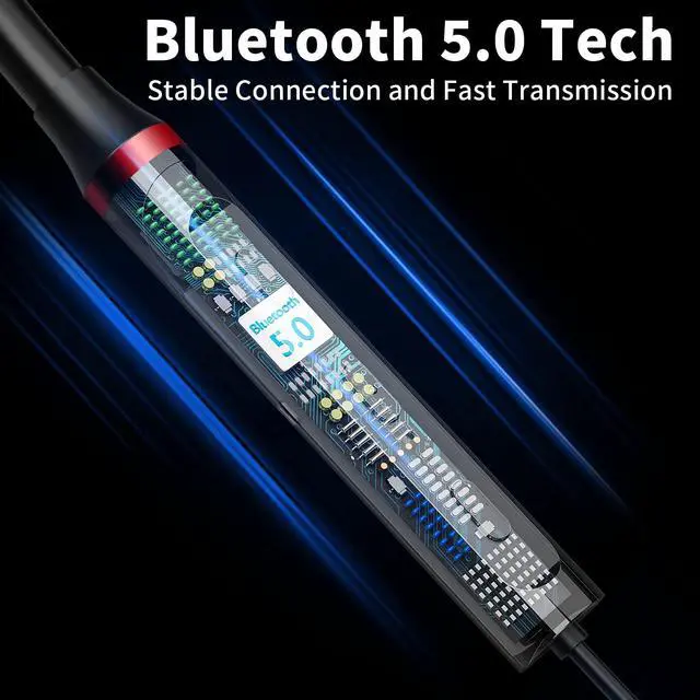 Alt view image 3 of 6 - Neckband Bluetooth Headphone for Samsung S26 S25 Ultra S23, Black | Sport Headphones Wireless Earbuds Stereo Surround Sound Ear Buds for iPhone 17 Air 16 15 14 Pro Max 13 Plus/Pixel 10 9