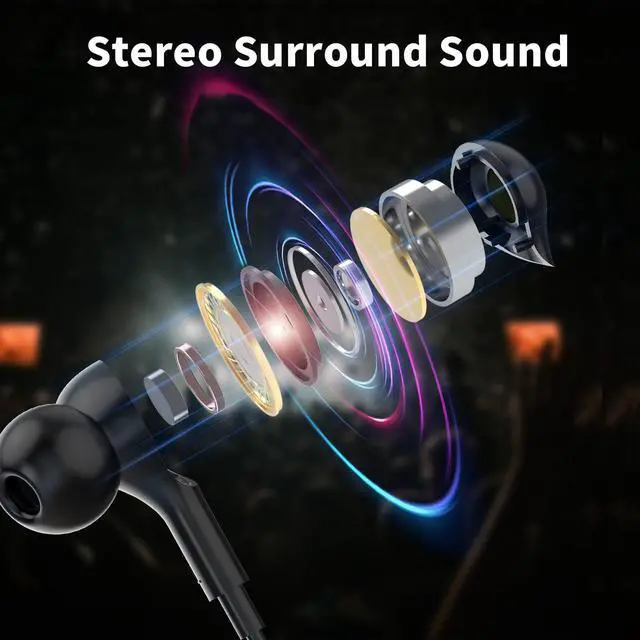 Alt view image 6 of 6 - Neckband Bluetooth Headphone for Samsung S26 S25 Ultra S23, Black | Sport Headphones Wireless Earbuds Stereo Surround Sound Ear Buds for iPhone 17 Air 16 15 14 Pro Max 13 Plus/Pixel 10 9