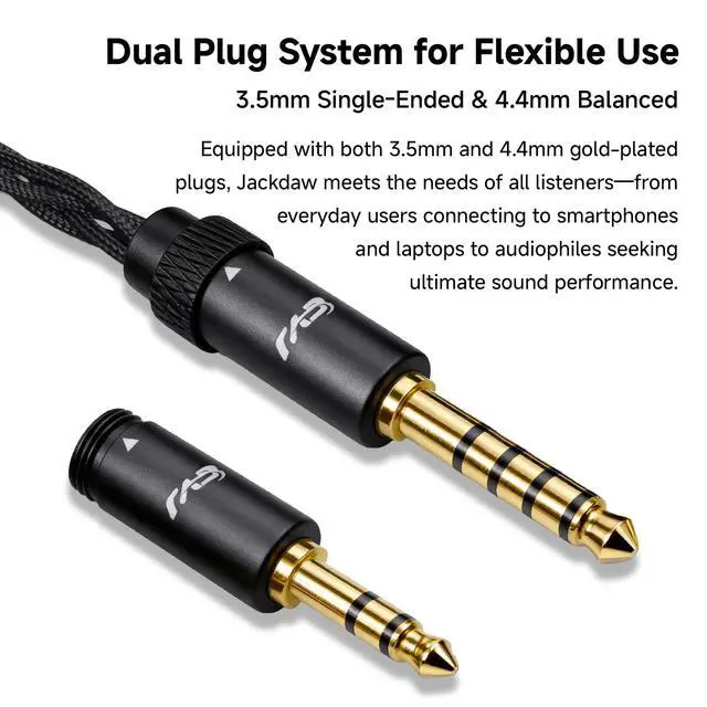 Alt view image 5 of 6 - Jackdaw IEM Cable, 3.5/4.4mm Plug, 0.78mm 2pin Earphone Upgrade Cable | in Ear Monitor Cable, 1.25m Detachable Earbud Cord, 400core Oxygen Free Copper Audio Replacement Wire for Audiophile Musician