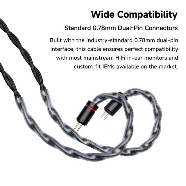 Alt view image 6 of 6 - Jackdaw IEM Cable, 3.5/4.4mm Plug, 0.78mm 2pin Earphone Upgrade Cable | in Ear Monitor Cable, 1.25m Detachable Earbud Cord, 400core Oxygen Free Copper Audio Replacement Wire for Audiophile Musician
