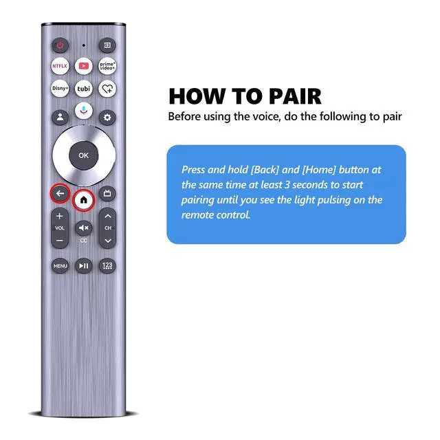 Alt view image 3 of 6 - ERF6A80 Replacement Voice Backlit for Hisense TV Remote Control, for Hisense U6/U7/U8/A7 Series Mini-LED ULED 4K UHD Google Smart TV