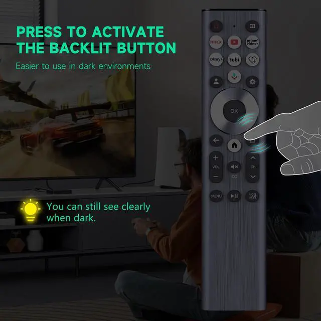 Alt view image 4 of 6 - ERF6A80 Replacement Voice Backlit for Hisense TV Remote Control, for Hisense U6/U7/U8/A7 Series Mini-LED ULED 4K UHD Google Smart TV