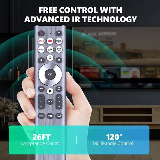 Alt view image 6 of 6 - ERF6A80 Replacement Voice Backlit for Hisense TV Remote Control, for Hisense U6/U7/U8/A7 Series Mini-LED ULED 4K UHD Google Smart TV