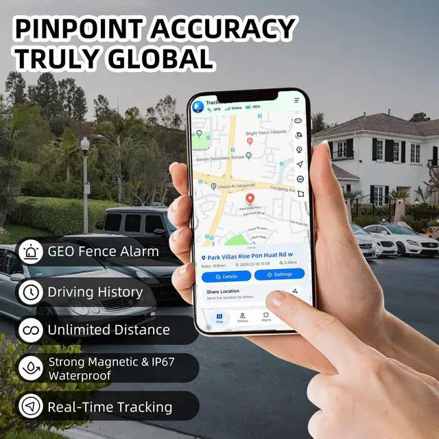 Alt view image 2 of 6 - GPS Tracker for Vehicles, 7500mAh Professional IP67 Waterproof Car Tracking Device Strong Magnetic Car Tracker with Low Subscription Fee, Real-Time LTE Locator for Cars, Trucks, Motorcycles, Vehicles