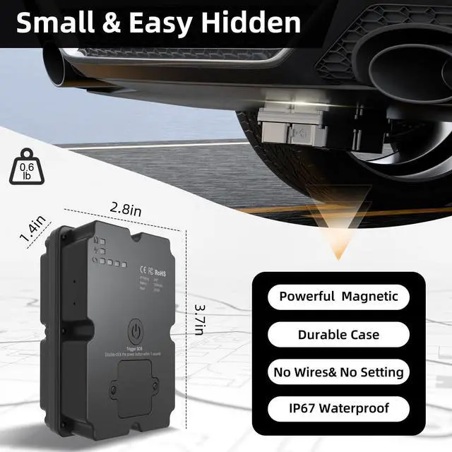 Alt view image 3 of 6 - GPS Tracker for Vehicles, 7500mAh Professional IP67 Waterproof Car Tracking Device Strong Magnetic Car Tracker with Low Subscription Fee, Real-Time LTE Locator for Cars, Trucks, Motorcycles, Vehicles