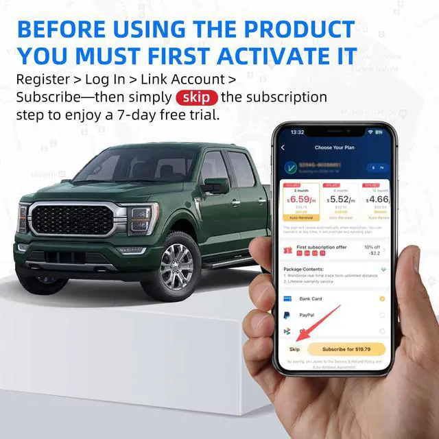 Alt view image 5 of 6 - GPS Tracker for Vehicles, 7500mAh Professional IP67 Waterproof Car Tracking Device Strong Magnetic Car Tracker with Low Subscription Fee, Real-Time LTE Locator for Cars, Trucks, Motorcycles, Vehicles