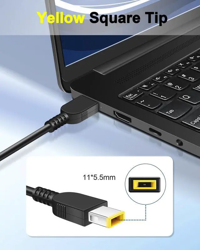 Alt view image 3 of 6 - 90W Slim Tip Charger Compatible with Lenovo ThinkPad T440p T460p T470p T570 Yoga 720-15IKB 730-15IKB 730-15IWL Ultra/Pro Dock, ideapad C40 C50 ADLX90NCC3A Adapter