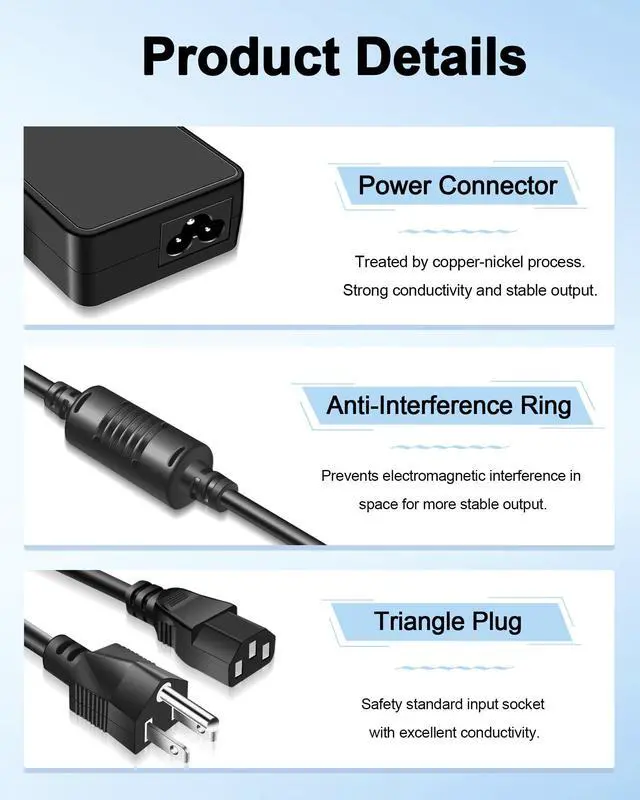 Alt view image 6 of 6 - 90W Slim Tip Charger Compatible with Lenovo ThinkPad T440p T460p T470p T570 Yoga 720-15IKB 730-15IKB 730-15IWL Ultra/Pro Dock, ideapad C40 C50 ADLX90NCC3A Adapter