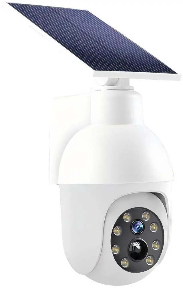 Main image of 360-Degree Ultra-Bright Solar Light, Dummy CCTV Camera, Outdoor Motion Sensor Spotlight, IP66 Waterproof FloodLights, Wireless Decoy Fake PTZ Dome Security Camera for Porch Garden Patio Driveway