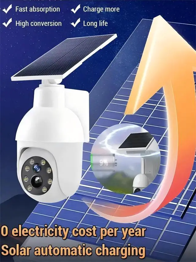 Alt view image 2 of 6 - 360-Degree Ultra-Bright Solar Light, Dummy CCTV Camera, Outdoor Motion Sensor Spotlight, IP66 Waterproof FloodLights, Wireless Decoy Fake PTZ Dome Security Camera for Porch Garden Patio Driveway
