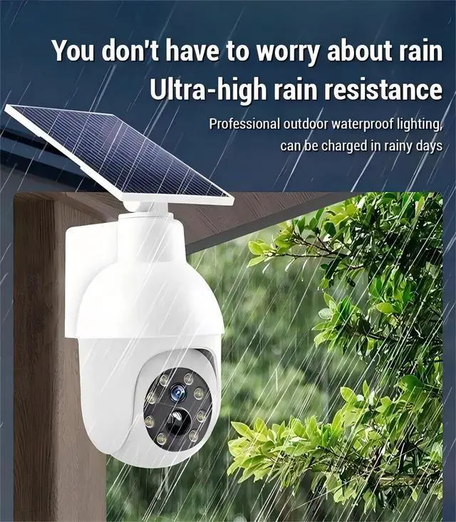 Alt view image 3 of 6 - 360-Degree Ultra-Bright Solar Light, Dummy CCTV Camera, Outdoor Motion Sensor Spotlight, IP66 Waterproof FloodLights, Wireless Decoy Fake PTZ Dome Security Camera for Porch Garden Patio Driveway