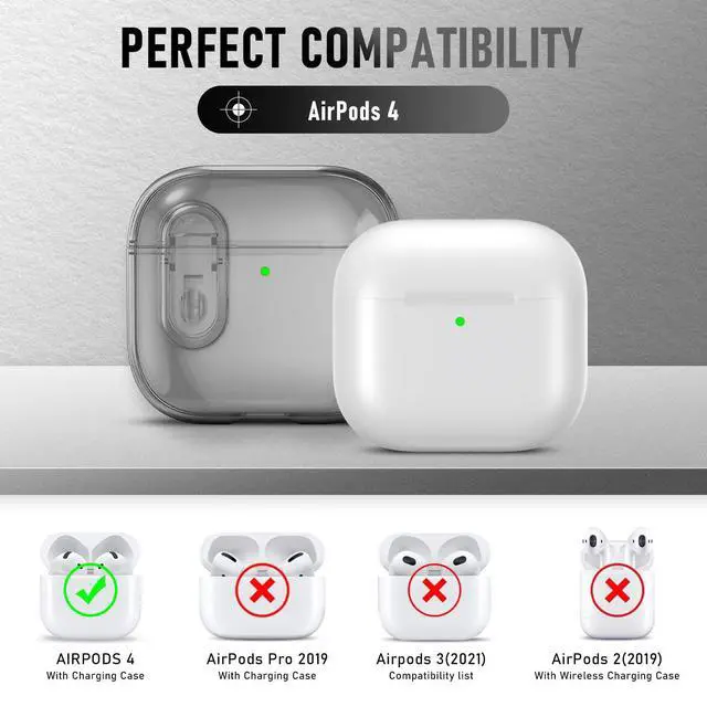 Alt view image 3 of 6 - for Apple Airpods 4th Generation Case Cover(2024), Silicone Case with Cleaner Kit & Keychain Compatible with Airpods 4 case for Women,Men