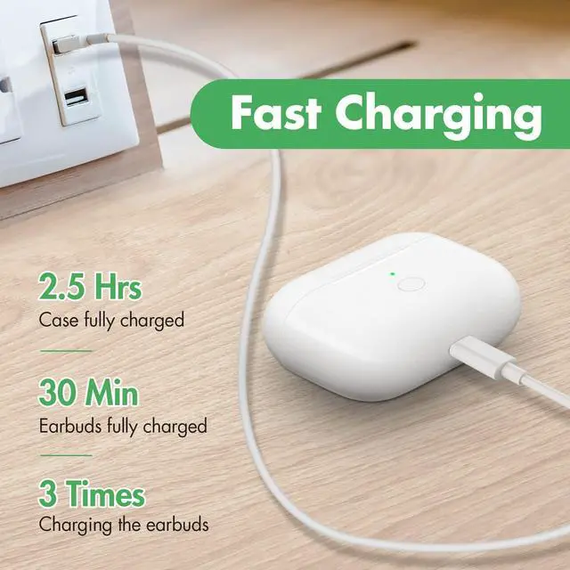 Alt view image 4 of 6 - Wireless Charging Case Compatible with AirPods Pro 1st & 2nd Generation,Replacement Charger Case with Bluetooth Pairing Sync Button,White