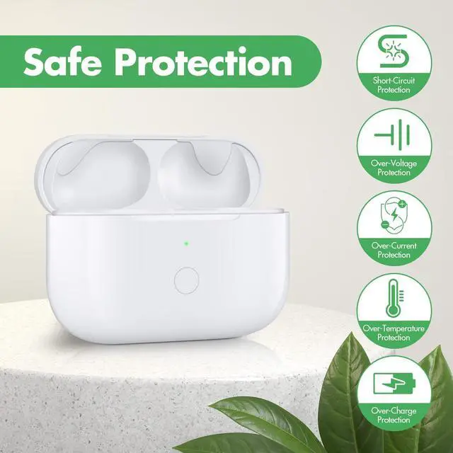 Alt view image 6 of 6 - Wireless Charging Case Compatible with AirPods Pro 1st & 2nd Generation,Replacement Charger Case with Bluetooth Pairing Sync Button,White