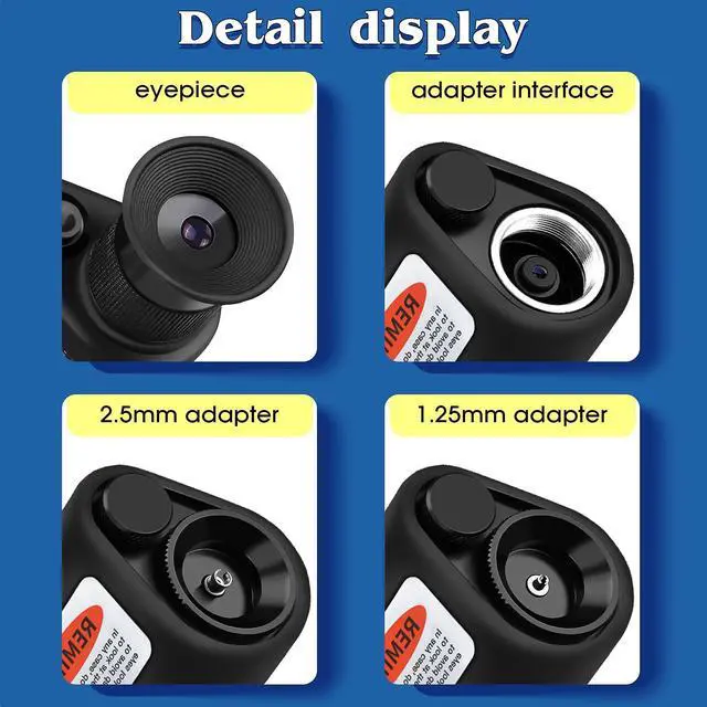 Alt view image 5 of 6 - 400X Fiber Optic Microscope, Fiber Optic Magnifying Glass, Cleaning Tools | Fiber Optic Microscope Magnifying glass, 1.25mm 2.5mm Adapter, SC/FC/ST/LC Interfaces, With LED Lighting, Handheld Fiber Too