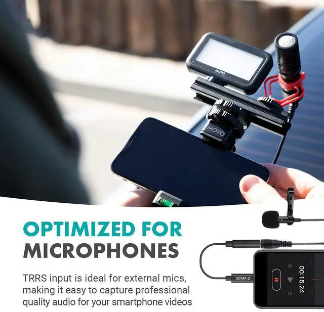 Alt view image 3 of 6 - UCMA-2 3.5mm to USB-C Audio Jack Adapter - 3.5mm TRRS to Type-C Connector for Android, GoPro Mic, iPad Pro Adapter - USB to Aux for Headphone Jack or USB Lapel Microphone Splitter