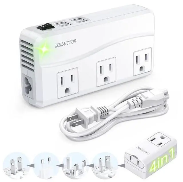 Main image of Voltage Converter 220V to 110V,Travel Converter Suitable for UK/AU/US/EU | European Travel Plug Adapter with 4 USB Ports, 3 AC Sockets,4-in-1 Adapter