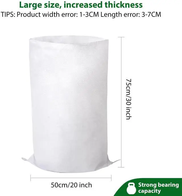 Alt view image 2 of 6 - 12X Heavy Duty Woven Sand Bags, 20"x30" Empty Sacks | Flood control, garden waste, grain storage & cargo handling. 50kg load capacity. Upgraded 80g/ woven material. Includes tie