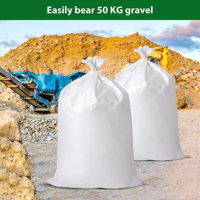 Alt view image 4 of 6 - 12X Heavy Duty Woven Sand Bags, 20"x30" Empty Sacks | Flood control, garden waste, grain storage & cargo handling. 50kg load capacity. Upgraded 80g/ woven material. Includes tie