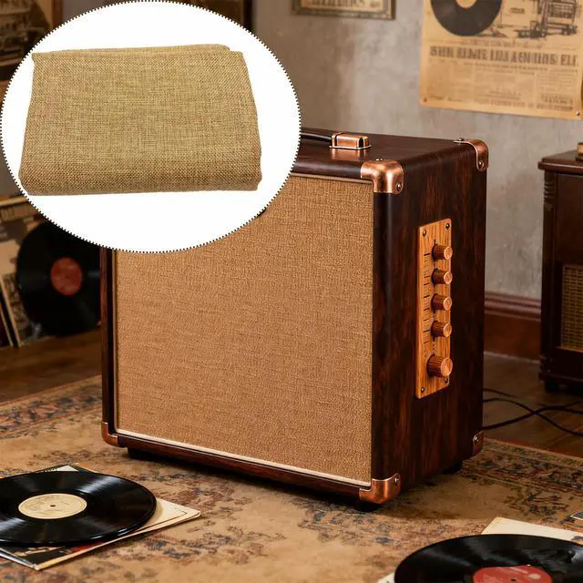 Alt view image 4 of 6 - 19.7x57.5 Inch Linen Speaker Grill Cloth, Speaker Fabric Protective Dustproof Mesh Cloth, Stereo Grill Filter Fabric Mesh for Repair and Refurbishment Beige