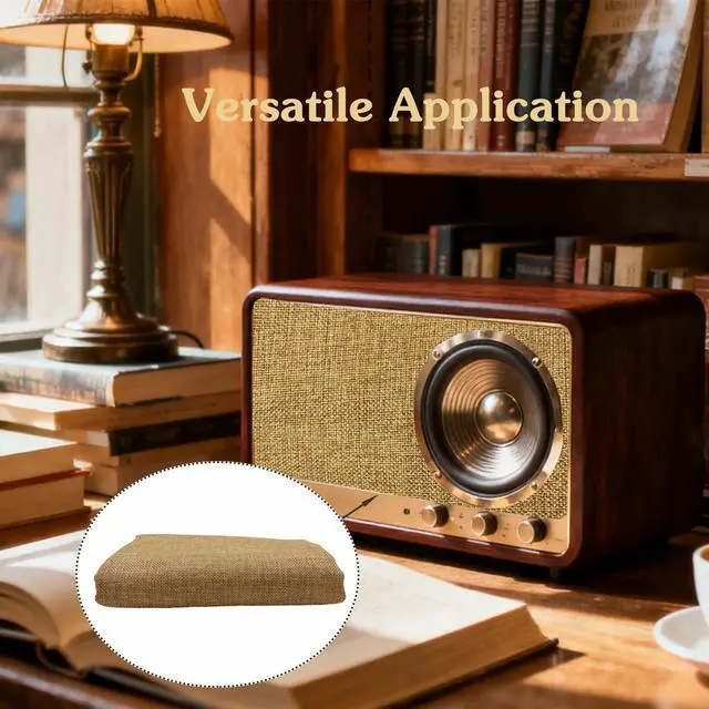 Alt view image 5 of 6 - 19.7x57.5 Inch Linen Speaker Grill Cloth, Speaker Fabric Protective Dustproof Mesh Cloth, Stereo Grill Filter Fabric Mesh for Repair and Refurbishment Beige