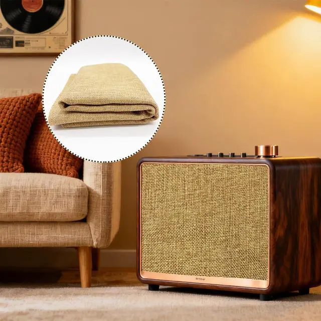 Alt view image 6 of 6 - 19.7x57.5 Inch Linen Speaker Grill Cloth, Speaker Fabric Protective Dustproof Mesh Cloth, Stereo Grill Filter Fabric Mesh for Repair and Refurbishment Beige