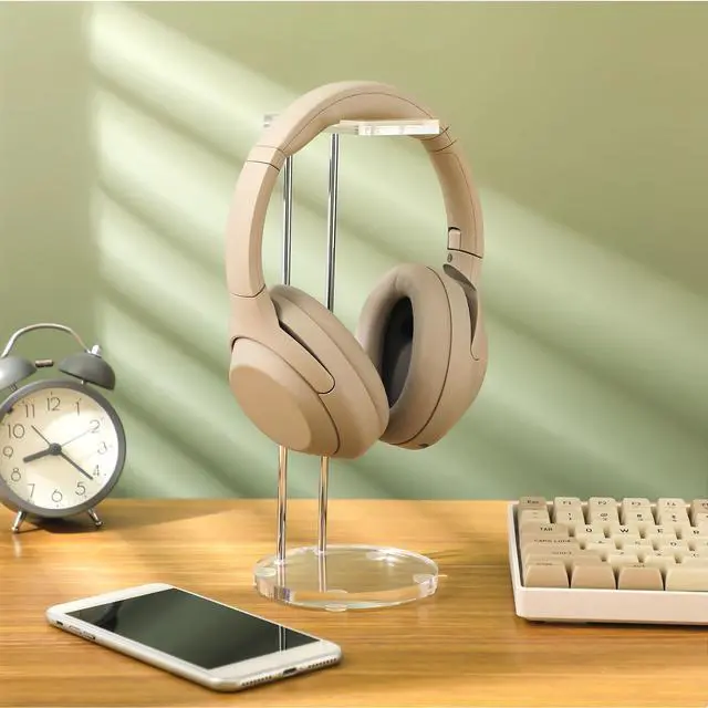 Alt view image 4 of 6 - Acrylic Headphone Stand Headset Holder for Desk, Clear Gaming Headset Stand Universal Headphone Holder for Desktop Display, with Metal Hardware(Round)