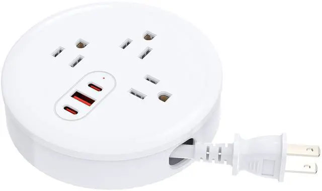 Main image of 2 Prong Power Strip, Retractable Travel Power Strip, 4 ft Extension Cord with 3 Outlets 3 USB Ports (2 USB C), Charging Station for Dorm Office, No Surge Protector for Cruise Travel Essentials