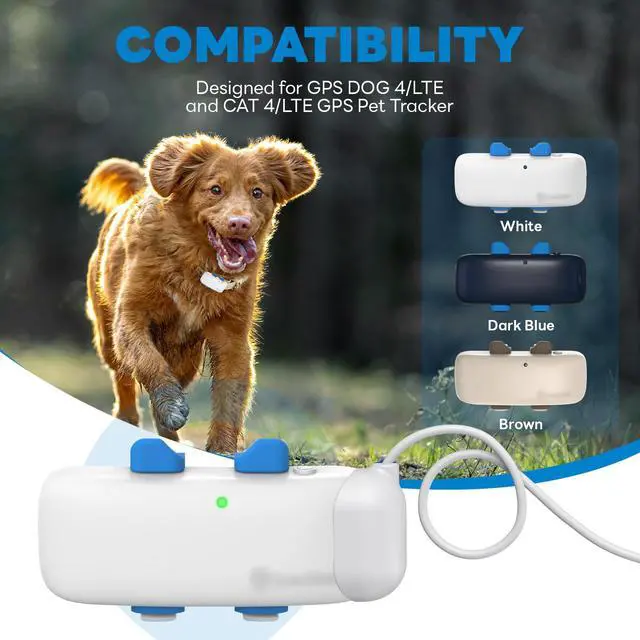 Alt view image 2 of 6 - Magnetic Clip Charger Compatible with Tractive GPS Dog 4 Tracker | for GPS Location Smart Pet Activity Tracker - Replacement Portable Wireless USB Charging Base - White USB-C Cables