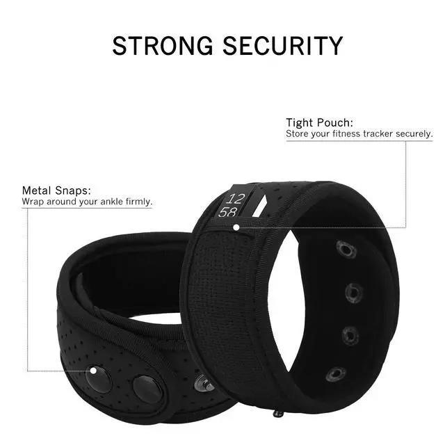 Alt view image 3 of 6 - 2-Pack Ankle Strap Compatible with Fitbit & Garmin Activity Trackers | Sweatproof Adjustable Neoprene Fitness Tracker Ankle Band with Mesh Pouch, Black