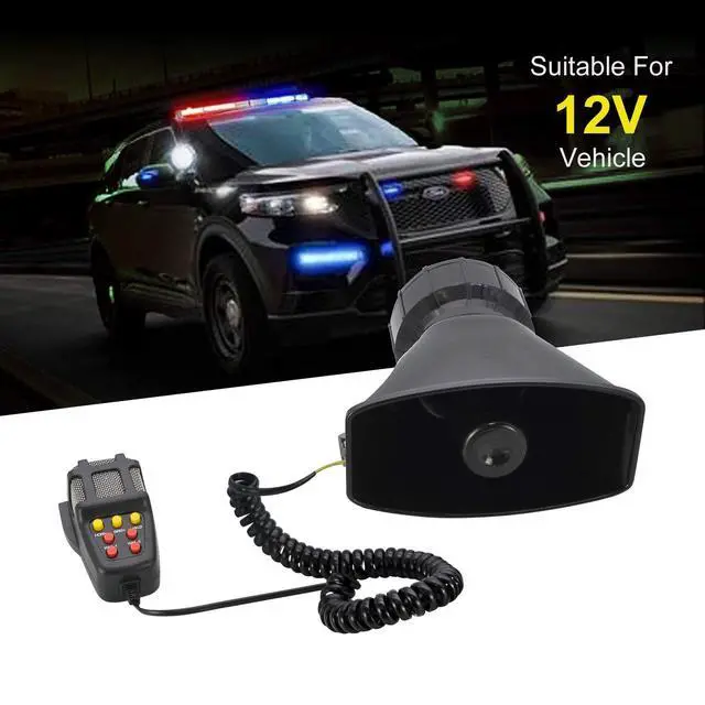 Alt view image 2 of 6 - Police Siren Speaker Car Pa System, Dc12v 100w 7 Tones Wired Handheld Microphone Loudspeaker Emergency Siren Electronic