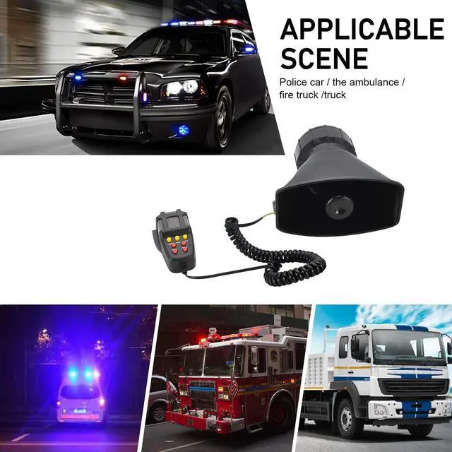 Alt view image 3 of 6 - Police Siren Speaker Car Pa System, Dc12v 100w 7 Tones Wired Handheld Microphone Loudspeaker Emergency Siren Electronic
