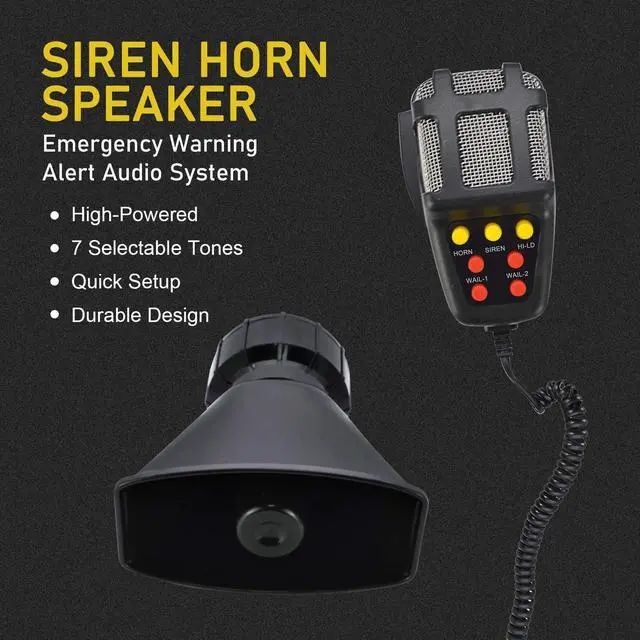 Alt view image 5 of 6 - Police Siren Speaker Car Pa System, Dc12v 100w 7 Tones Wired Handheld Microphone Loudspeaker Emergency Siren Electronic