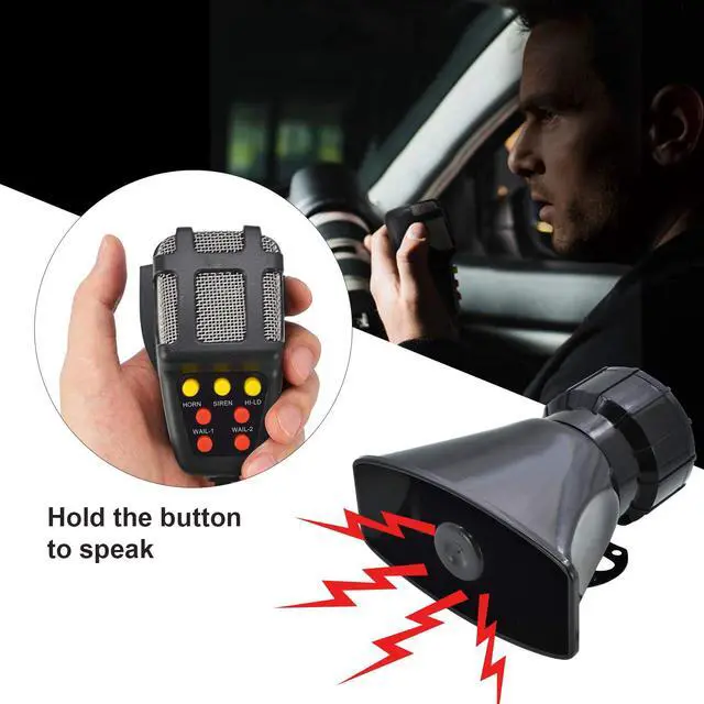 Alt view image 6 of 6 - Police Siren Speaker Car Pa System, Dc12v 100w 7 Tones Wired Handheld Microphone Loudspeaker Emergency Siren Electronic