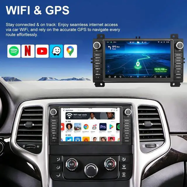 Alt view image 5 of 6 - Car Radio for Jeep Grand Cherokee 2011 2012 2013, Dodge Durango 2011 2012 2013, 7 Inch Touch Screen Headunit Stereo Upgrade with Wireless Carplay Android Auto 5GWiFi Backup Camera Bluetooth GPS FM SWC