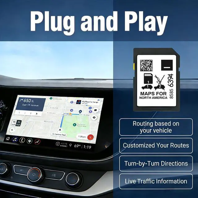 Alt view image 3 of 6 - Satellite Navigation SD Card Compatible with Cadiliac Chevrolet Buick GMC | 2025 Latest Update,North America Maps,Plug and Play Install,GPS in-Dash Navigation Accessories Part 85856394