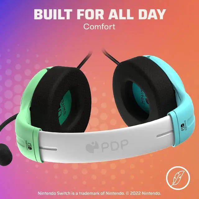 Alt view image 3 of 6 - Gaming LVL40 Stereo Headset with Mic for Nintendo Switch/Switch Lite/OLED - Wired Power Noise Cancelling Microphone, Lightweight, Soft Comfort On Ear Headphones (Animal Crossing Blue & Green)