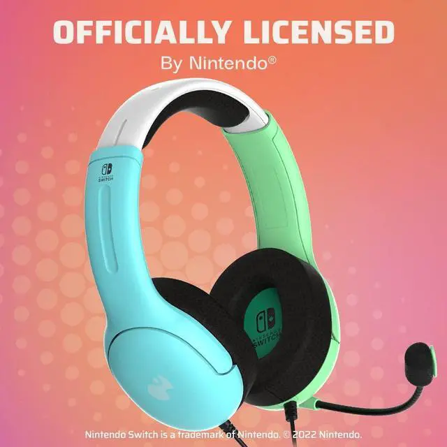 Alt view image 5 of 6 - Gaming LVL40 Stereo Headset with Mic for Nintendo Switch/Switch Lite/OLED - Wired Power Noise Cancelling Microphone, Lightweight, Soft Comfort On Ear Headphones (Animal Crossing Blue & Green)
