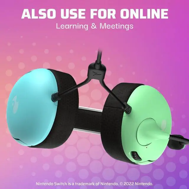 Alt view image 6 of 6 - Gaming LVL40 Stereo Headset with Mic for Nintendo Switch/Switch Lite/OLED - Wired Power Noise Cancelling Microphone, Lightweight, Soft Comfort On Ear Headphones (Animal Crossing Blue & Green)