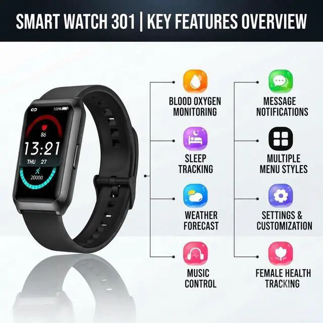 Alt view image 4 of 6 - 1.47" Smart Sports Watch, 10-Day Battery, IP68 Waterproof, Black | Fitness Tracker for iOS Android, Tracks Heart Rate, Sleep Monitor, Blood Oxygen, Suitable for Daily Fitness, Sport Strap